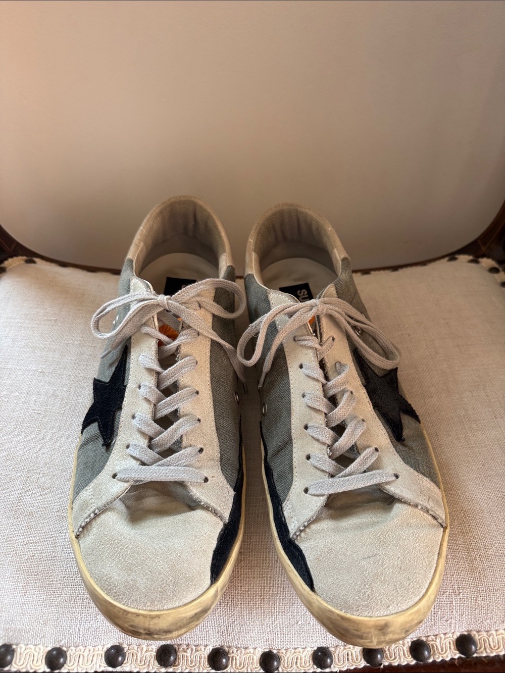 Golden Goose Men's Suede Lace-Up Sneakers in Beige and Black